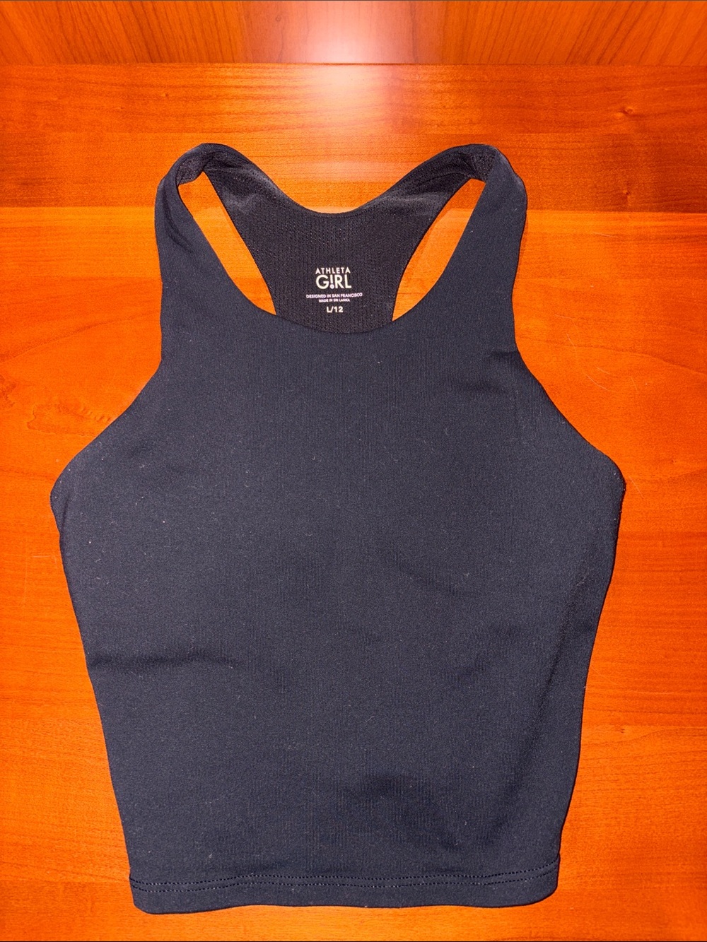 Athleta girl M black tank with built in bra
